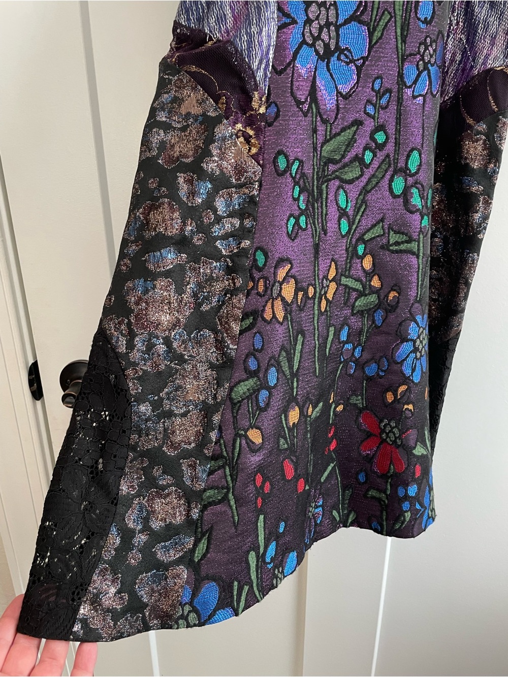 Cynthia Rowley NWT Floral Jacquard Cocktail Dress Size 8 Velvet Waist A-Line - Picture 6 of 8